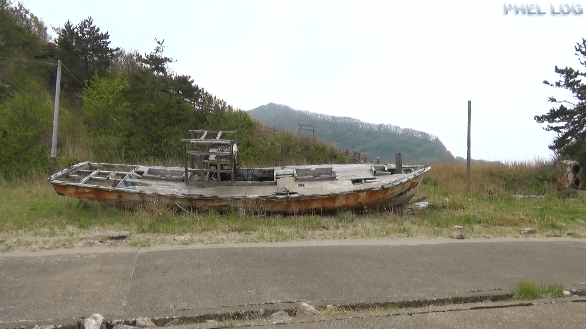 大澗海水浴場の廃船（2018年）